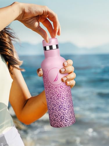 Image of NAUTICA Premium Leak-Proof Insulated Water Bottle - 1pc (Yacht)| 500ml | Stainless Steel Flask with 24 Hours Temperature Retention | Ideal for Travel, Gym, Office Use Oreo Printed-Pink /Purple