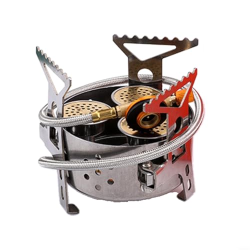 GANCEI Estufa de camping portátil quemador de gas dividido 5800 W a prueba de viento núcleo de cobre sistema de tres quemadores para senderismo picnic cocina al aire libre con funda plegable