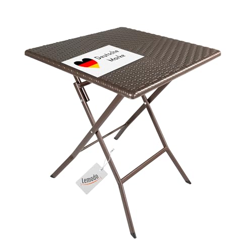 Lemodo Klapptisch mit Tischplatte in brauner Rattan-Optik, Balkontisch...