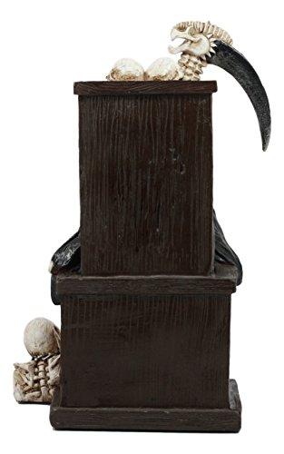 Estatua Grim Reaper sentado en trono de calaveras 9.5 in miniatura 3