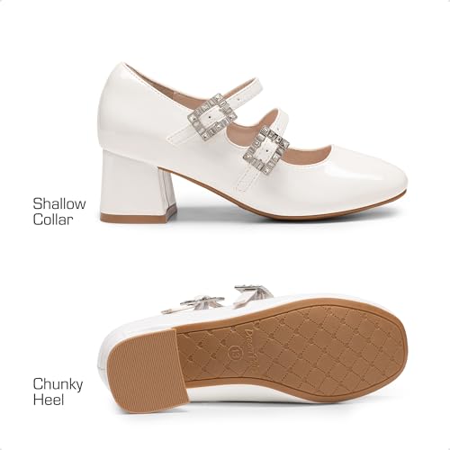 DREAM PAIRS Girls Dress Shoes Mary Jane Double Straps High Heel Easter Wedding Party Church Princess Communion Pumps for Little/Big Kids,Size 13 Little Kid,White,KKUMPU2503 - image 5