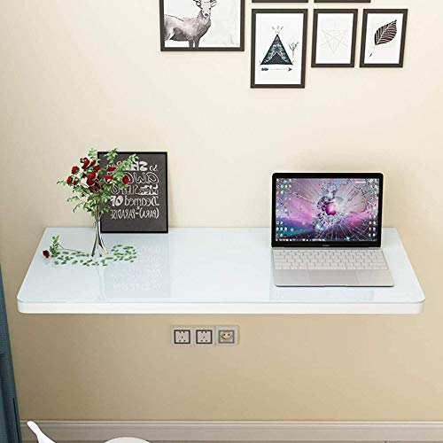 Bureau mural pliable bois massif, table pliante et support lecture jaune - 6
