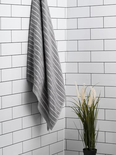 Image of Welspun 100% Cotton Large (70 Cm X 150 Cm) | 250 GSM Dobby Solid Bath Towel (Gunmetal Grey)- 2-in-1