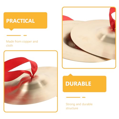 NUOBESTY Copper Finger Cymbals Pair Small Hand Cymbals Musical Instrument for Dance Belly Dancing Kids Music Training Portable Percussion 5.9 Inch (Random Color)