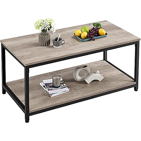 Yaheetech Vintage Industrial Coffee Table with Storage Cover