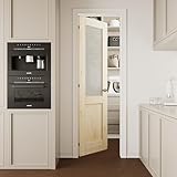 CRUTOP 24'x80' Half Frosted Glass Interior Door Slab Shaker, Pre-Built Panel for Barn Doors, Pocket Door, French Doors, Pantry, Bedroom, Closet, Laundry & Bathroom, Solid Knotty Pine Wood