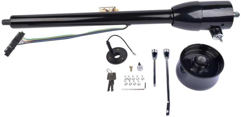 Keyed Tilt Steering Column Manual With 9 Bolt Adapter Floor Shift Compatible With Black 32 AP02