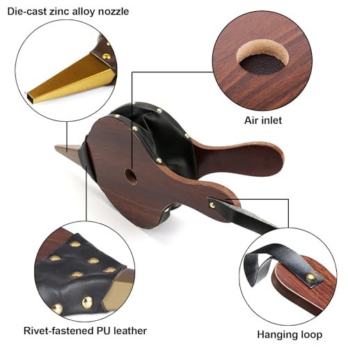 Jilskl Fireplace Bellows, Luftgebläse Aus Holz, Blasebalg Grill, Includes Hanging Cord, Suitable for Fireplaces, Home Barbecues, Camping, and Hiking, 30.5 x 12.5cm