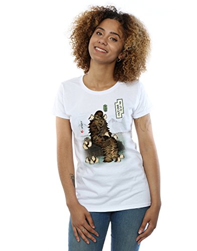 Star Wars Women's The Last Jedi Japanese Chewbacca Porgs T-Shirt Large White