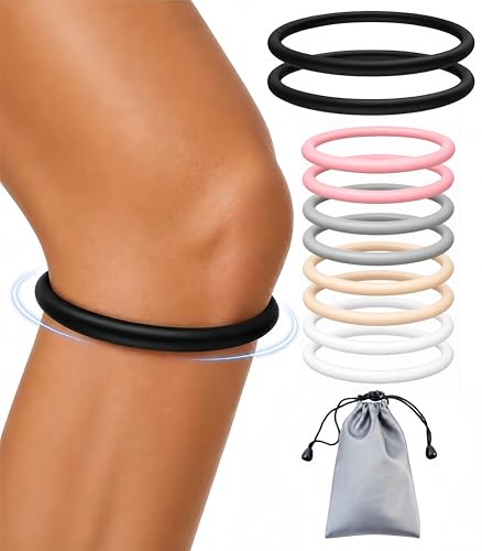 2PCS Patella Band for Knee Pain Relief Silicone Patellar Tendon Support Strap Brace for Basketball Running Jumpers Knee Tennis Tendonitis Soccer and Hiking Women and Men Includes Storage Bag (Black)