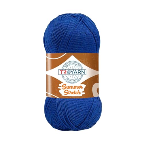 Troyarn Summer Stretch Acrylic Yarn for Crocheting - Skein Yarn Made from 100% Elastic Microfiber Acrylic for Knitting, 100gr 438 yds (114112 - Sax, 1 Skein)