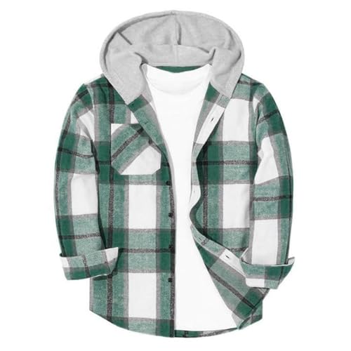 Hvyesh Boys Flannel Shirts Fall Jacket with Hood Boys Plaid Shirt Jackets 3-13T