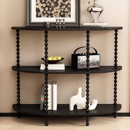 Mesa consola de construcción resistente y diseño espacioso con estantes de madera 2