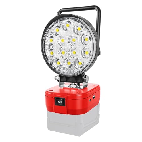 Lampe LED rechargeable 42W pour batterie Milwaukee 18V avec port USB C de secours
