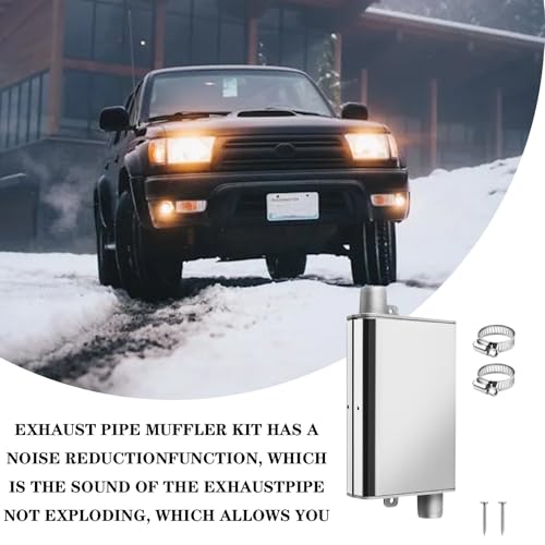24mm Abgasschlauch Schalldämpfer,Edelstahl Standheizung Auspuff Schalldämpfer,Dieselheizung Abgasrohr Schalldämpfer Standheizung für Auto Auspuffanlagen,Abgasschalldämpfer für Dieselheizung (silber)