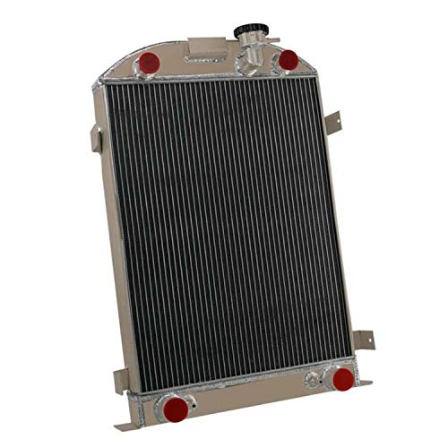 Ozcoolingparts 3 Row Core All Aluminum Radiator +16" Fan W/Louver Shroud + Thermostat/Relay Wire Kit For 1930-1931 Ford Model A Grill Shells Flathead V8 #TOP3