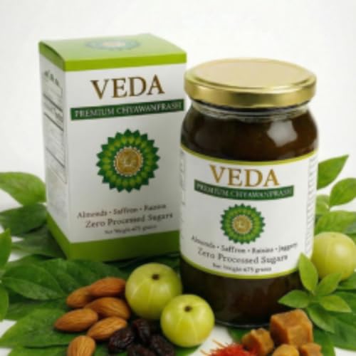 Image of Veda Premium Chyawanprash - Jaggery Based Sugar Free Chyawanprash | 475 Gms | Enriched with Almonds & Saffron