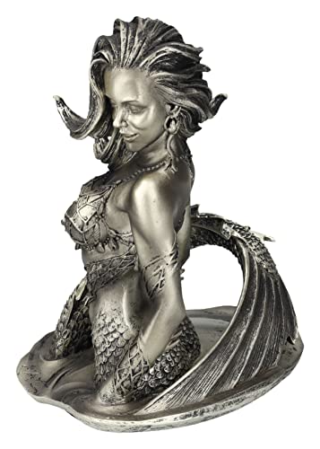 Estatua Decorativa Sirena de Resina Acabado Bronce 7.5 pulg miniatura 3