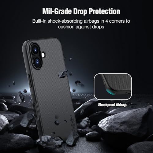 Image of Nillkin Frosted Shield Case for iPhone 17 Case, [Compatible with MagSafe][Slim Profile] [Military Grade Drop Protection] Shockproof Bumper Phone Case 6.3 inch 2025 (Black)