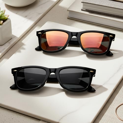 SIPHEW 2 Pack Polarized Sunglasses for Women & Men, Classic UV Protection Square Designer Unisex Sunglasses/Medium Fit3