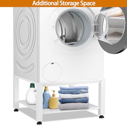 Talustool Premium Washer and Dryer Pedestal Stand Metal Steel Washing Machine Base Heavy Duty Universal Fit 700lbs Capacity Washer Dryer Stand 29 x 29 x 15 Inch (White)… - Thumbnail 6