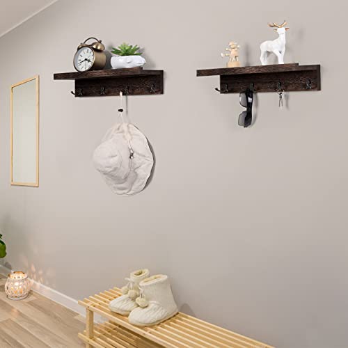 Bty Coat Rack Wall Mount With Shelf, Wall Mounted Coat Rack For Towel Key Hat, Rustic Wood Wall Hooks With Shelf For Kitchen, Bathroom, Entryway, 2 Pack Entryway Shelf With Hooks #TOP4