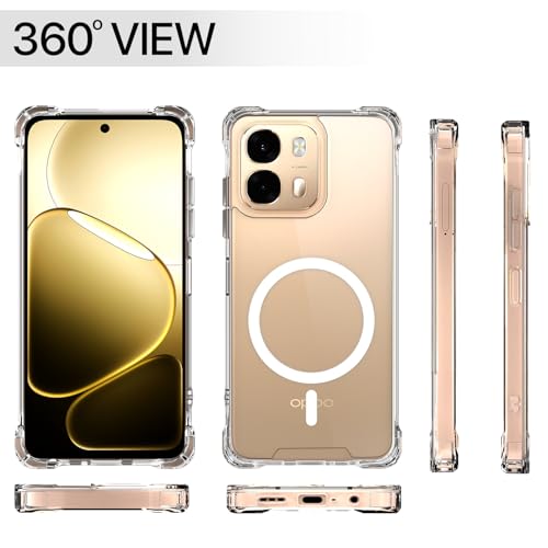 Image of Amazon Basics Back Cover for Oppo A6 Pro 5G Mag-Safe Shockproof PC + TPU Protective Case Magnetic Support Bumper Case (Transparent Mag-Safe)