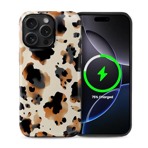 Case for iPhone 15 Pro [Compatible with MagSafe], Matte Soft Silicone + Hard PC Anti-Scratch Shockproof Protective 2-in-1 Case for Women Men - Tortoiseshell Brown