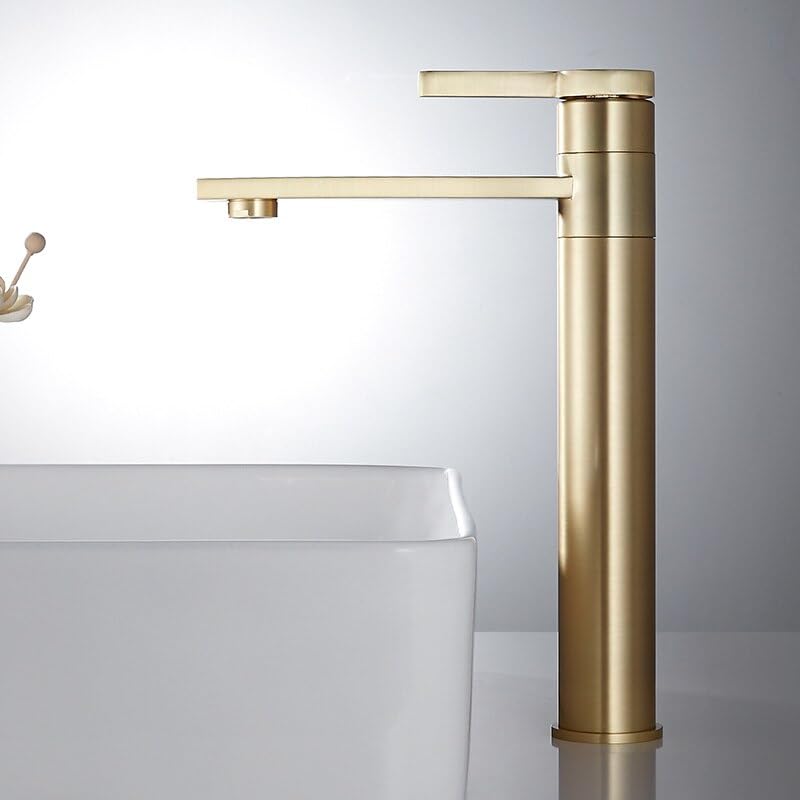 Mitigeur d'évier à levier unique version haute or brossé pour eau chaude et froide