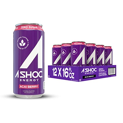 A Shoc Performance Energy Drink, Acai Berry, 16 Ounce Can, Natural Energy Blend, Bcaas, Ocean Mineral Electrolytes, And No Chemical Preservatives, 12-Pack #TOP17