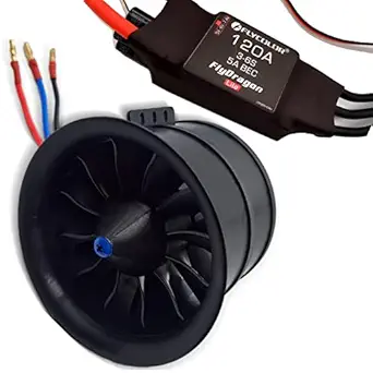 FLYCOLOR 90mm EDF 12 Blades Ducted Fan with 1450KV RC Brushless Motor with 120A ESC 3-6S Electric Speed Controller for RC Jet Airplane