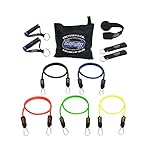 Bodylastics Resistance Band Set – Resistance Bands with Handles, Ankle Straps, Door Anchor, Carry Bag – Heavy-Duty…