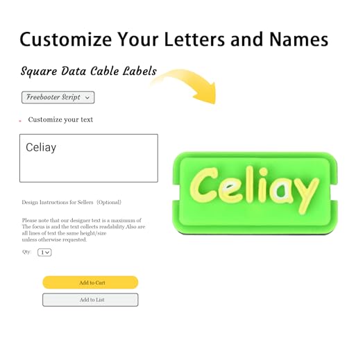 Dinikally Custom 3D Printed USB Cable with Name - Personalized Square Cable Tag, Mobile Accessories (Green)