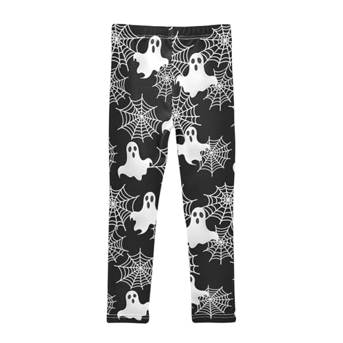 White Ghost Spider Web Girls Leggings Soft Stretch Workout Yoga Dance Pants for Kids Casual Tights2