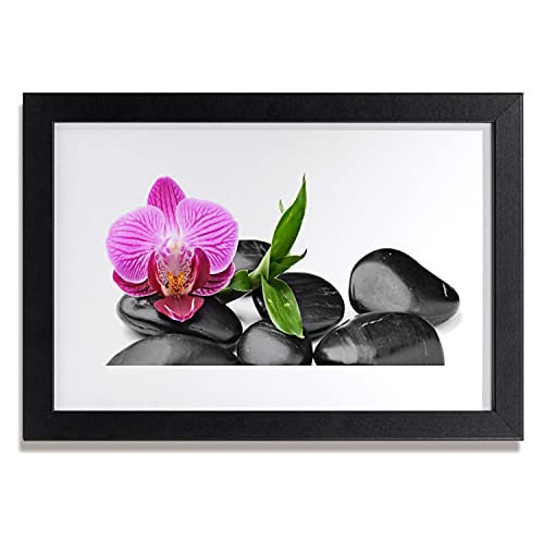 Affiche encadrée 30x20 cm cadre en mdf photo image fleurs pierres