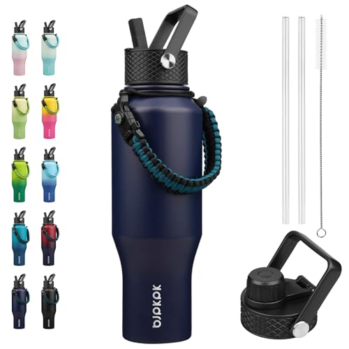 Image of BJPKPK 35oz Insulated Water Bottle with Straw Lid, Stainless Steel Bottle