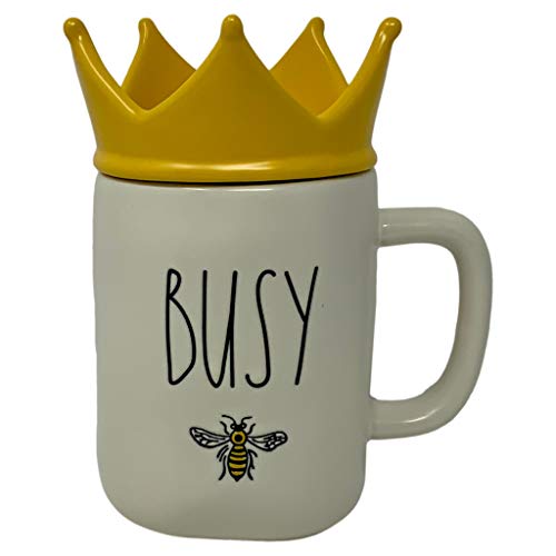 Taza Rae Dunn Busy Bee con tapa amarilla miniatura 1