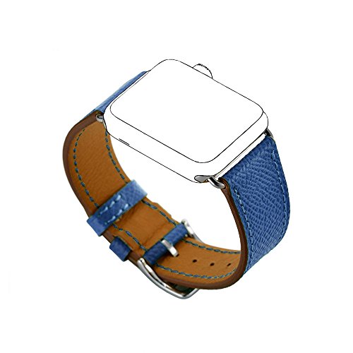 Balerion-Single Tour Watch Band,Genuine Leather Watch Band for APPL-Watch Series 1 Series 2 Series 3 Series 4-42mm/44mm Single Tour Dark Blue