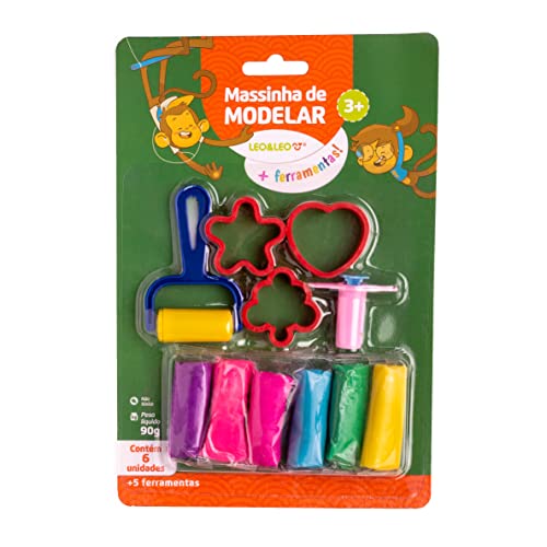 Kit Massinha de Modelar Leo&Leo 6 Cores com 5 Ferramentas