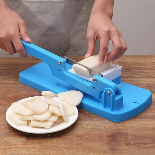 SPORTARC Manual Meat Slicer, Multifunctional Table Slicer, Meat Slicing Machine Home Kitchen Tool, Stainless Steel & Alloy Steel Blades, Blue
