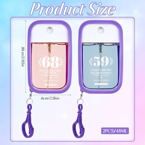 Pack of 2 Women's Perfume Body Spray, 48 ml with Hooks, Women's Fragrances, Long-Lasting Body and Hair, Fruity Fragrances, Women's Perfume Body Spray, Mini Perfume Spray for Travel, Holiday, Gift for