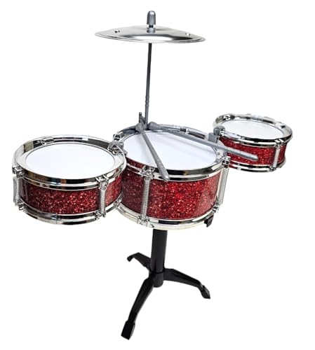 Desktop Drum Set Fun Music Kit For Making Cool Beats and Songs. Includes Three Drums, One Cymbal and Two Drumsticks.