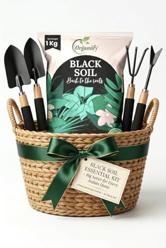 Image of Black Soil Essential Kit - Big Saver for Every Indian Home (4-Piece Gardening Tool Set + 1KG Black Soil)