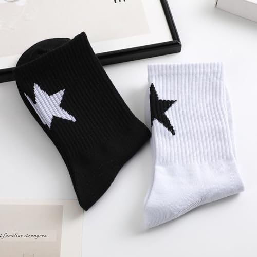 2Packs Black White Men Funny Cotton Ankle Socks Novelty Cotton Socks Cool Spider Web/Star/Bone Printed4