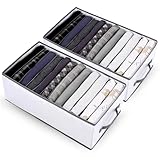sprecenk Ordnungssystem Organizer Kleiderschrank, 12 Gitter Aufbewahrungsboxen Schubladen Organizer, 2 St&uuml;ck Faltbare Hosen Aufbewahrung Kleideraufbewahrung f&uuml;r T-Shirts, Shorts, R&ouml;cke, Hellgrau