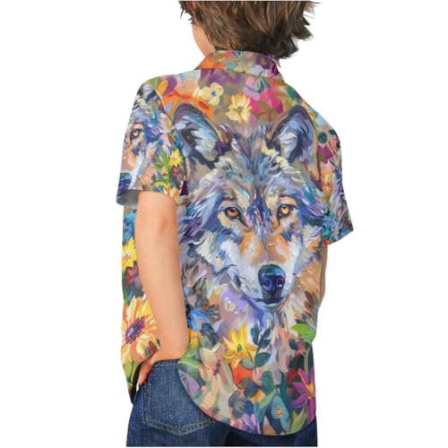 Image of PinUp Angel Funky Casual Hawaiian Shirt Kids Boys Girls Art Oil Painting Animal Pattern Short Sleeve Unisex Beach Shirt