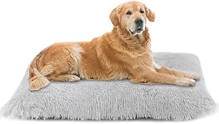 Nepfaivy Dog Bed Large Washable - 110*75 CM Dog Crate Mattress with Non-slip Bottom, Calming Fluffy Anti Anxiety Dog Bed, Dog Mat for Small, Medium and Large Dogs (Light Grey, XL - 43.31'' x 29.53'')
