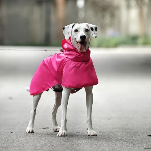 Kuoser Dog Raincoat, Waterproof Dog Jacket with Hood, Reflective Pet Rain Coat for Small Medium Large Dogs, Adjustable Lightweight Puppy Rain Gear for Outdoor Protection & Night Walks
