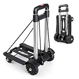 Portable Hand Trucks Luggage,80 lbs Capacity Heavy Duty Hand Cart with 4 Wheels and Adjustable Handle, Luggage Cart Dolly for Travel, Moving, Shopping and Office Use