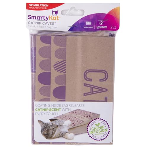 SmartyKat (2 Count) Catnip Caves Catnip Infused Bag Cat Toys - Brown, 2 Count